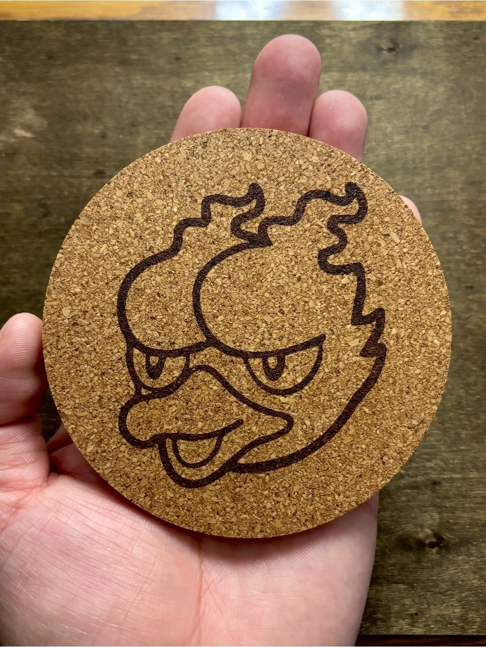 Pokemon Magmar Face Laser Engraved Cork Coaster